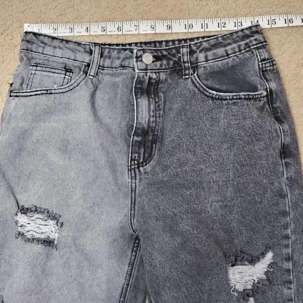 Shein High Waist Ripped Mom Fit Jeans L 8/10